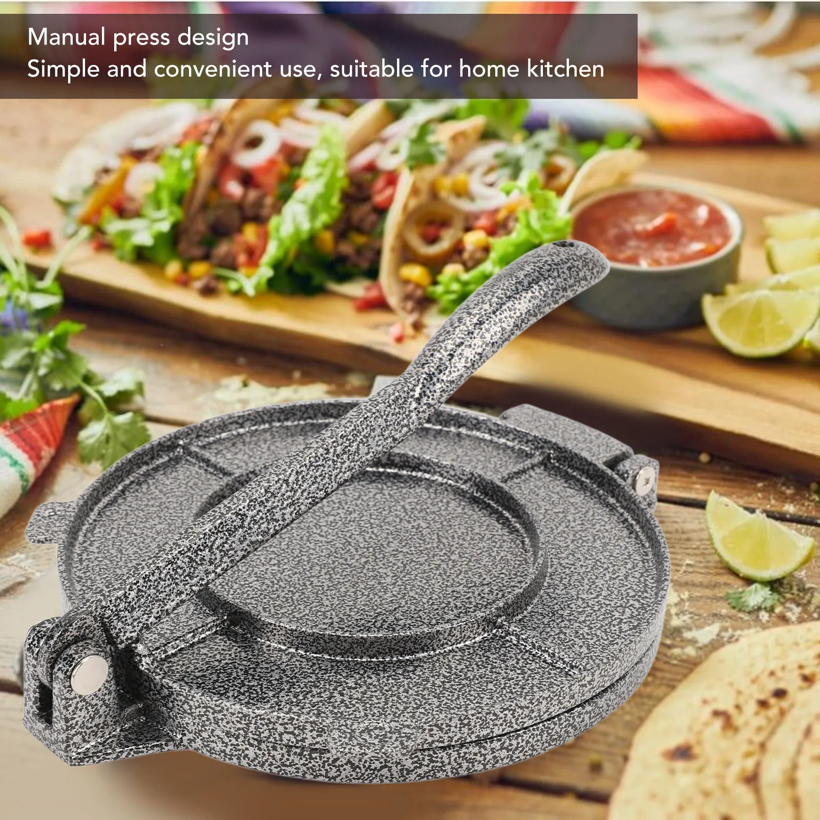 Tortilla Maker Taco Press Tortilla Press 6.3 Inch Aluminum Alloy Flour Dough Tortilla Taco Press Roti Maker for Home Breakfast