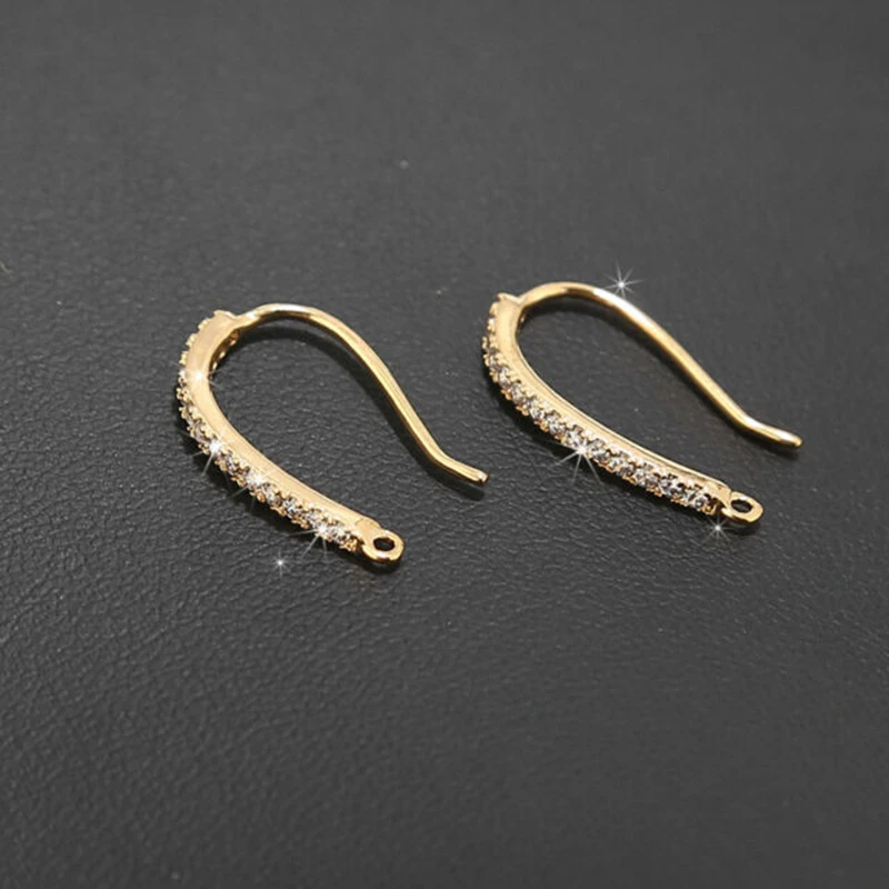 

10pcs 20mm Gold Plated Brass with Zircon Crystal Earrings Charms Hooks High Quality For DIY Jewelry Earrings Making Findings