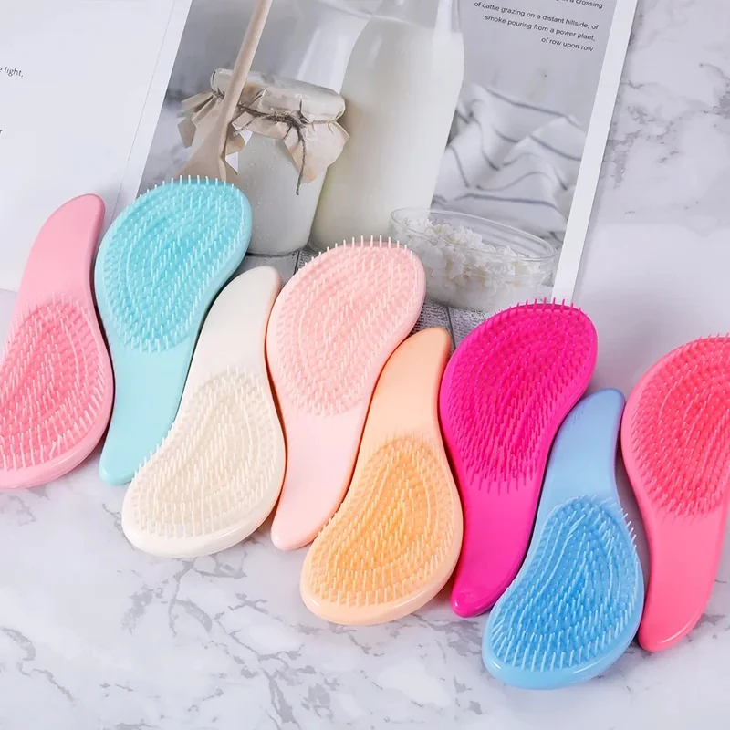 1-5pcs Magic Handle Comb Detangling Hair Brush 9 Bright Colors Shower Massage Hairbrush Hairdressing Combs Hair Styling Tools