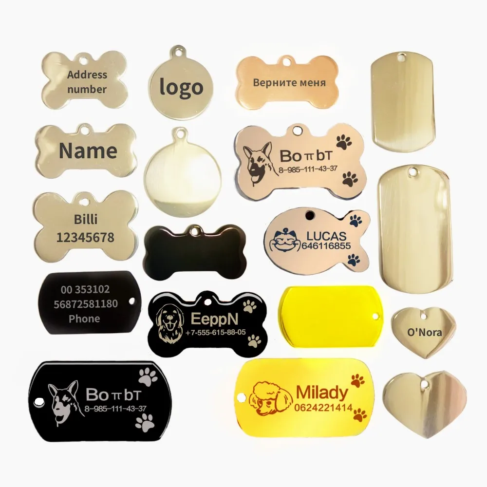 1pcs Free Laser Engraving Personalized Custom Pet Cat Dog ID Tag Puppy Name Pendant Tags Necklace Collar Anti-lost Nameplate