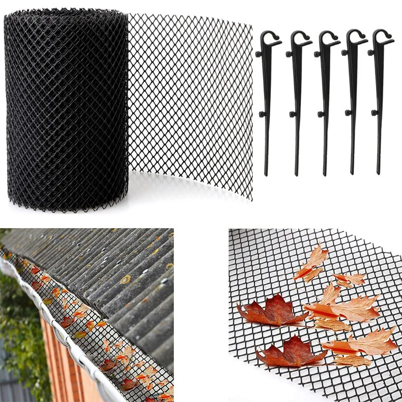 Plastic Gutter Guard Mesh Screen, Prevents Leaves Debris Clogging Downspout And Drainage Pipeline