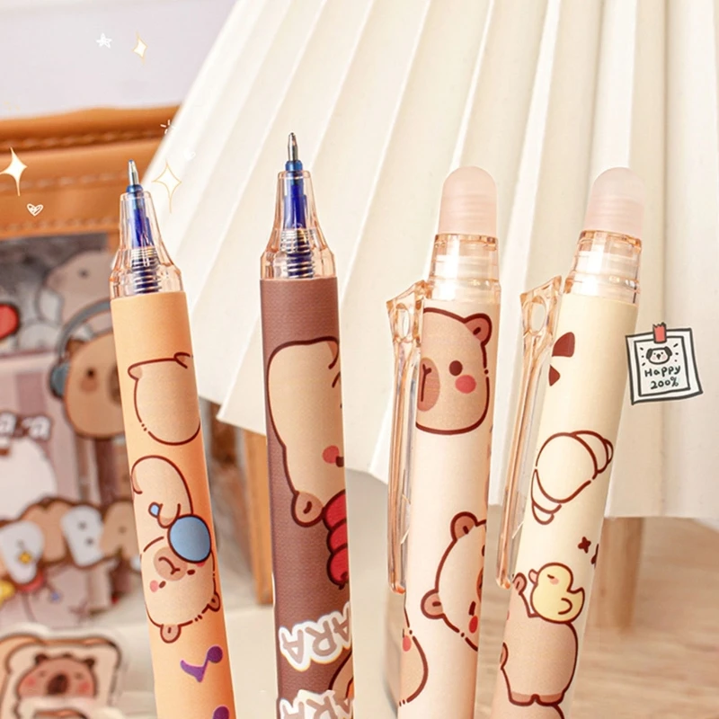 6 шт./компл., мягкие гелевые чернила, стираемая ручка, гелевая ручка с мультяшной тематикой для школы и офиса, 40JB