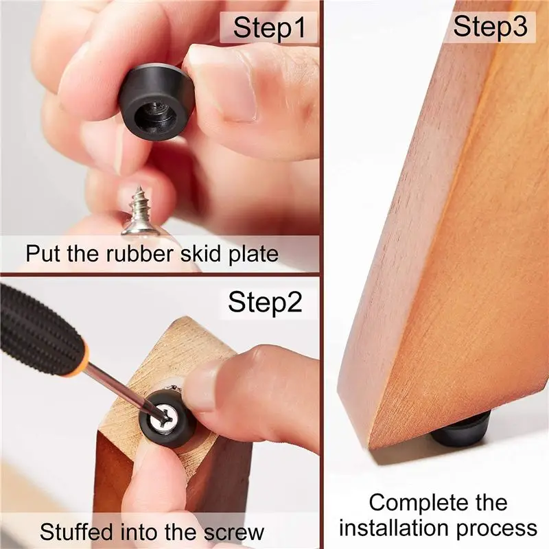 B84B-240 Pcs Soft Cutting Board Rubber Feet With Stainless Steel Screws 0.28 X 0.59 For Furniture, Electronics And Appliances