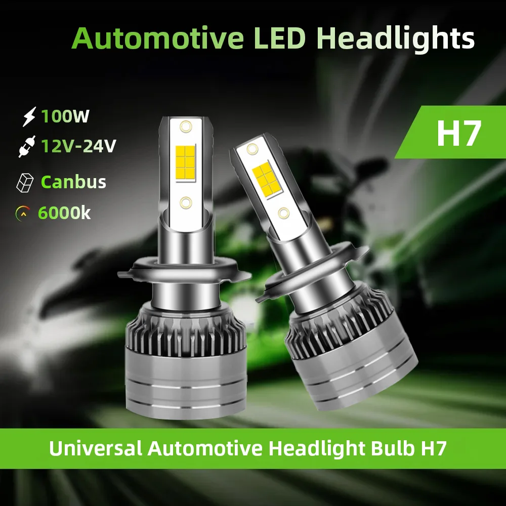 H7 H4 H11 LED Headlight 100W High Power H8 H1 HB4 HB3 9005 9006 9012 Hir2 Canbus 100000lm 6000K White Car Lights For Lenses 12V