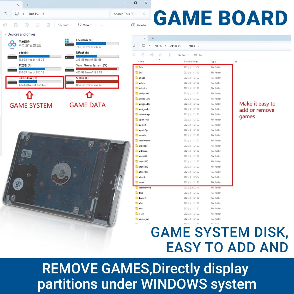 وحدة تحكم ألعاب PEAPRIT 500G HDD Retro 14000 ألعاب فيديو 30 محاكيًا للتبديل/X BOX/PS3/PS2/PSP التوصيل والتشغيل Batocera 40