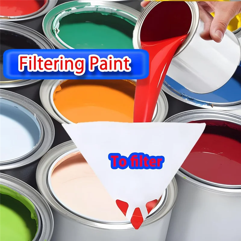 ABBP-60Pcs Paint Strainers Paper Cone Paper Paint Filters With Silicone Funnel For Automotive Body Repair Painting
