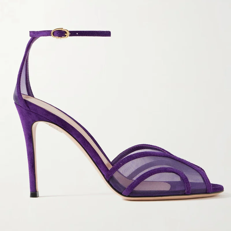 

Transparen Mesh Suede Patchwork Pumps Sexy Pointed Toe Peep Toe Suede Accept Customized New Arrivals Fashion Women Shoes