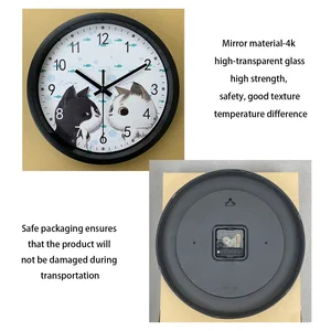 Lindo reloj de pared de diseño de diseño de gato blanco de gato negro, reloj de mudo de 8 pulgadas, sala de estar, dormitorio, guarida, baño, pasillo 8 mejores gatos de reloj de ventas - №8