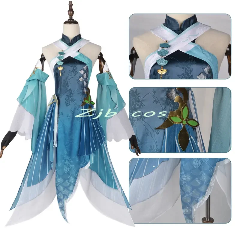 Special Offer  Impact Madame Ping Cosplay Game  Impact Costume Women Elegant Dress Wig Halloween Party Outfit