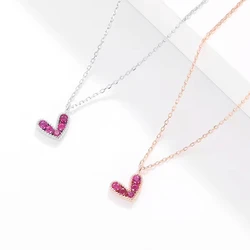 Mini Zircon Heart Pendant Necklace For Women Silver Color Thick Plated Sweater Chain Fashion Jewelry for Female Free Shipping