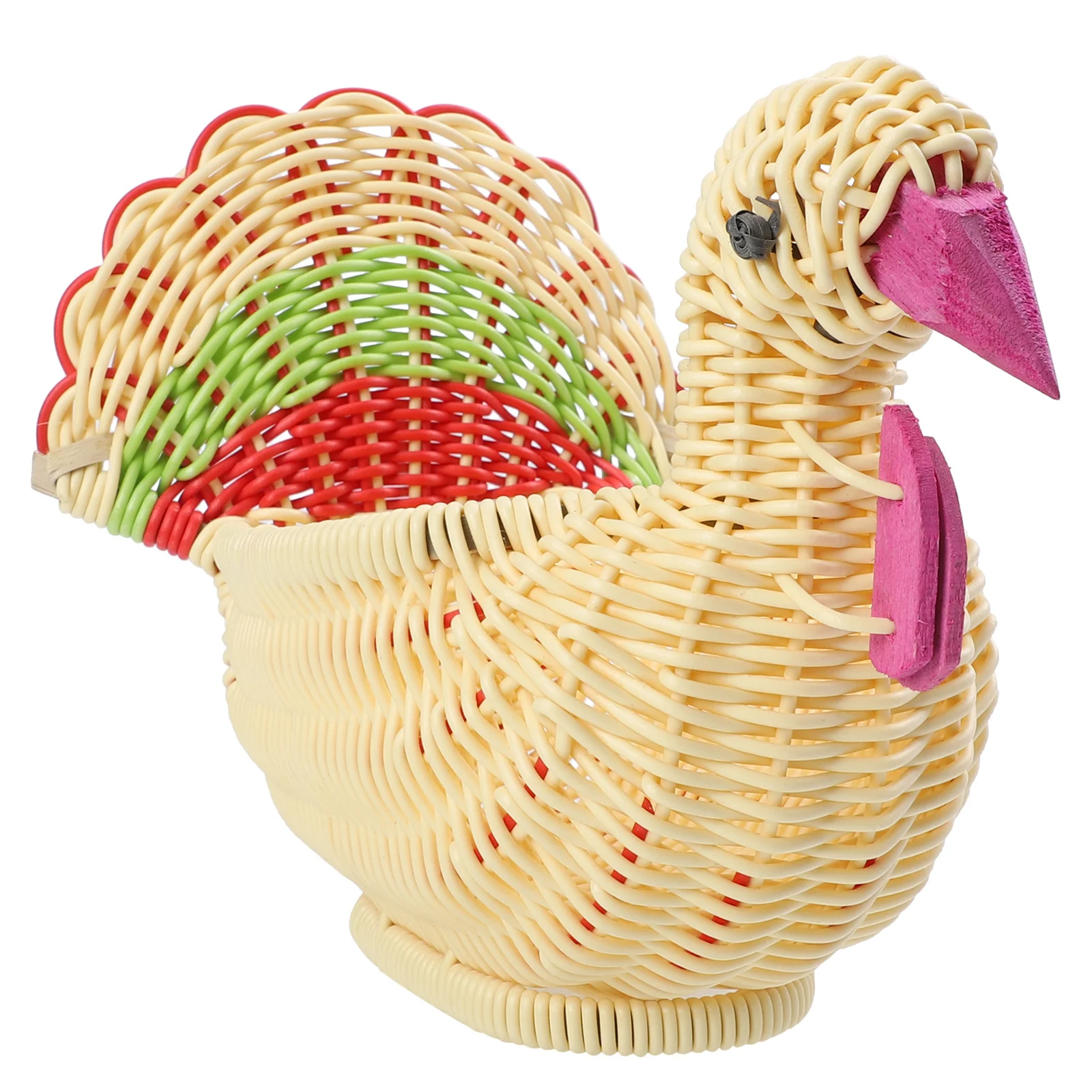 

1Pcs Woven Desktop Storage Basket Turkey Shaped Fruit Picnic Bread Organizer Home Decoration Multipurpose Vegetable Snack