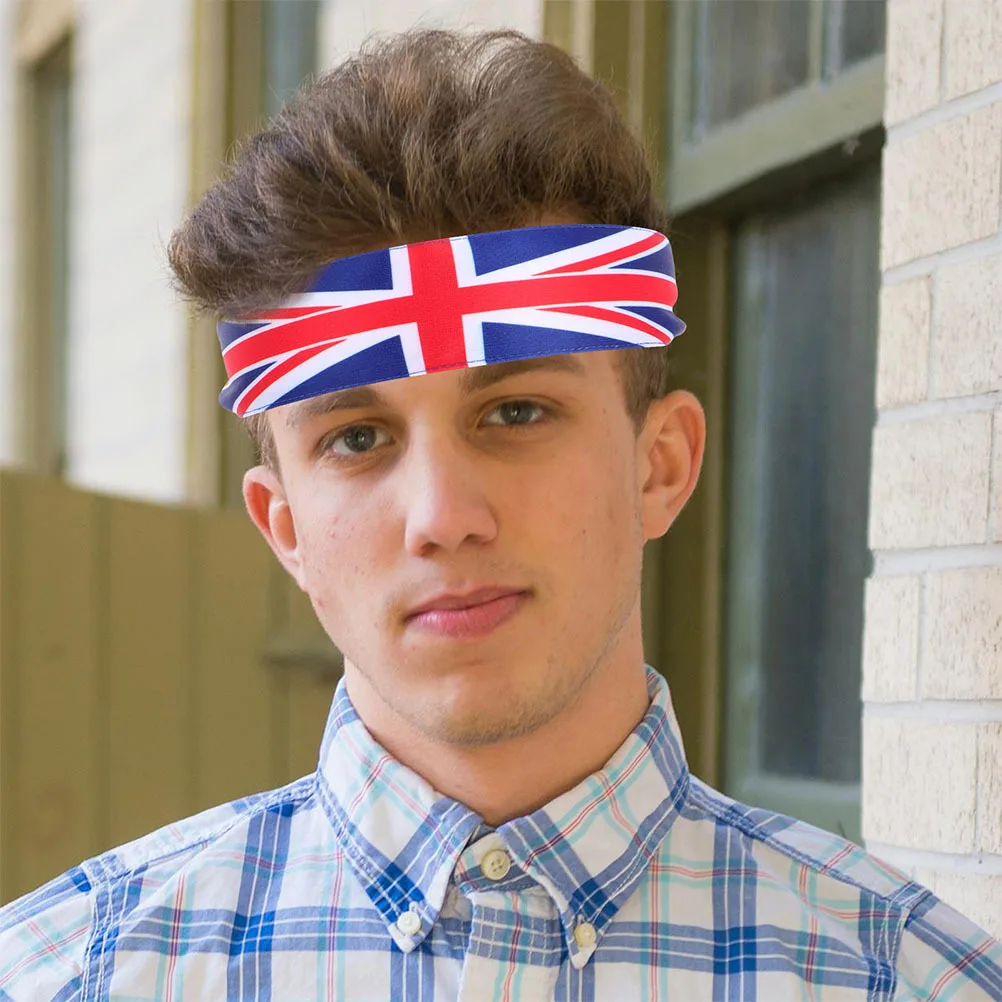 2 قطعة عصابات رأس رياضية للرجال والنساء علم المملكة المتحدة طباعة عصابة رأس غير قابلة للانزلاق للياقة البدنية واليوجا والجري والتمارين الرياضية في الهواء الطلق