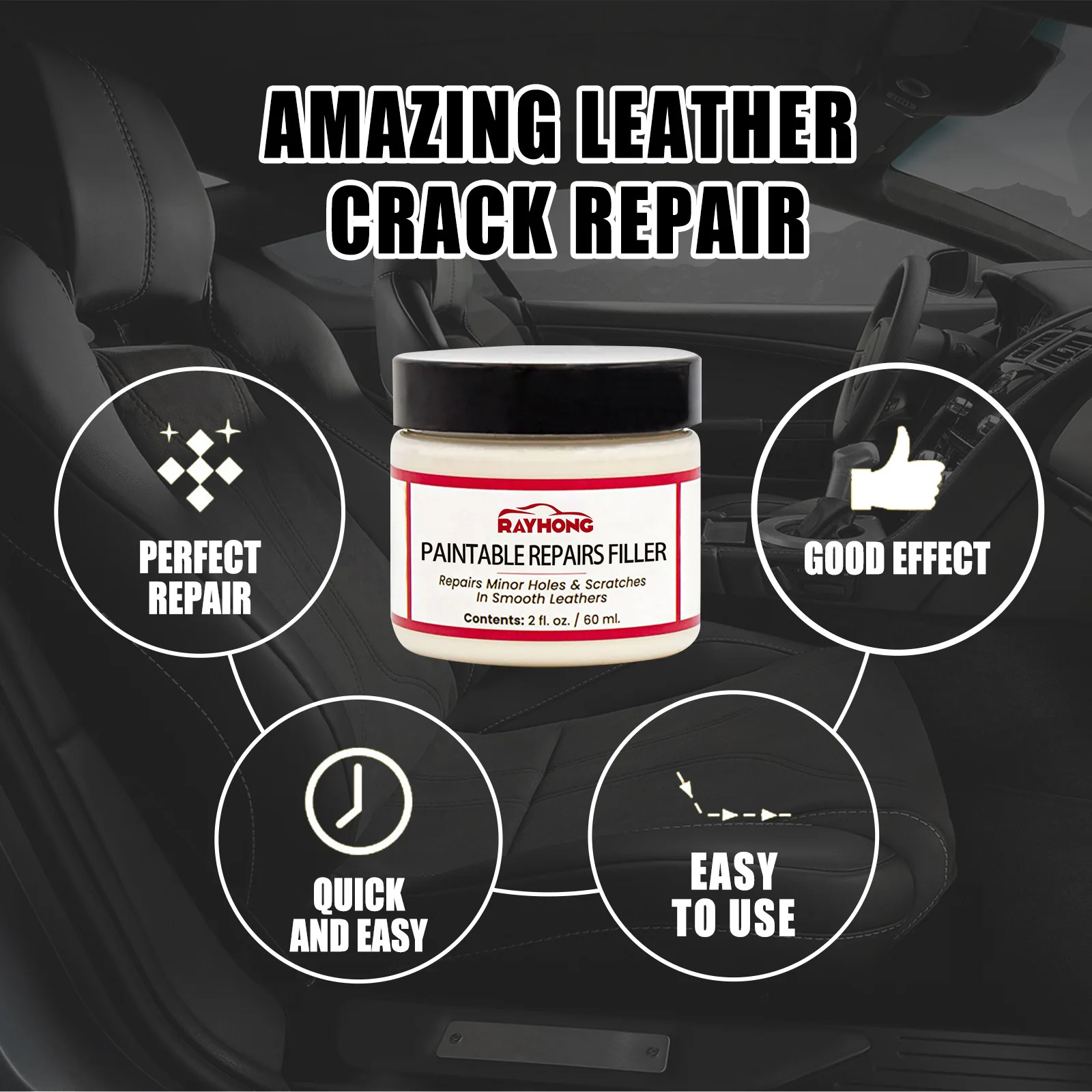 Leather Filling Paste, Car Seat Scratch Repair Sofa Leather Damaged Renovation Repair Paste