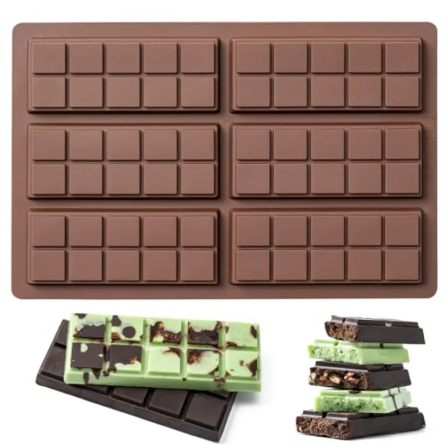 Chocolate Bar Mold Non-Stick Chocolate Molds 100 Food Grade Silicone Deep Mold for Dubai Pistachio Rod Candy Snacks Knafeh Pist