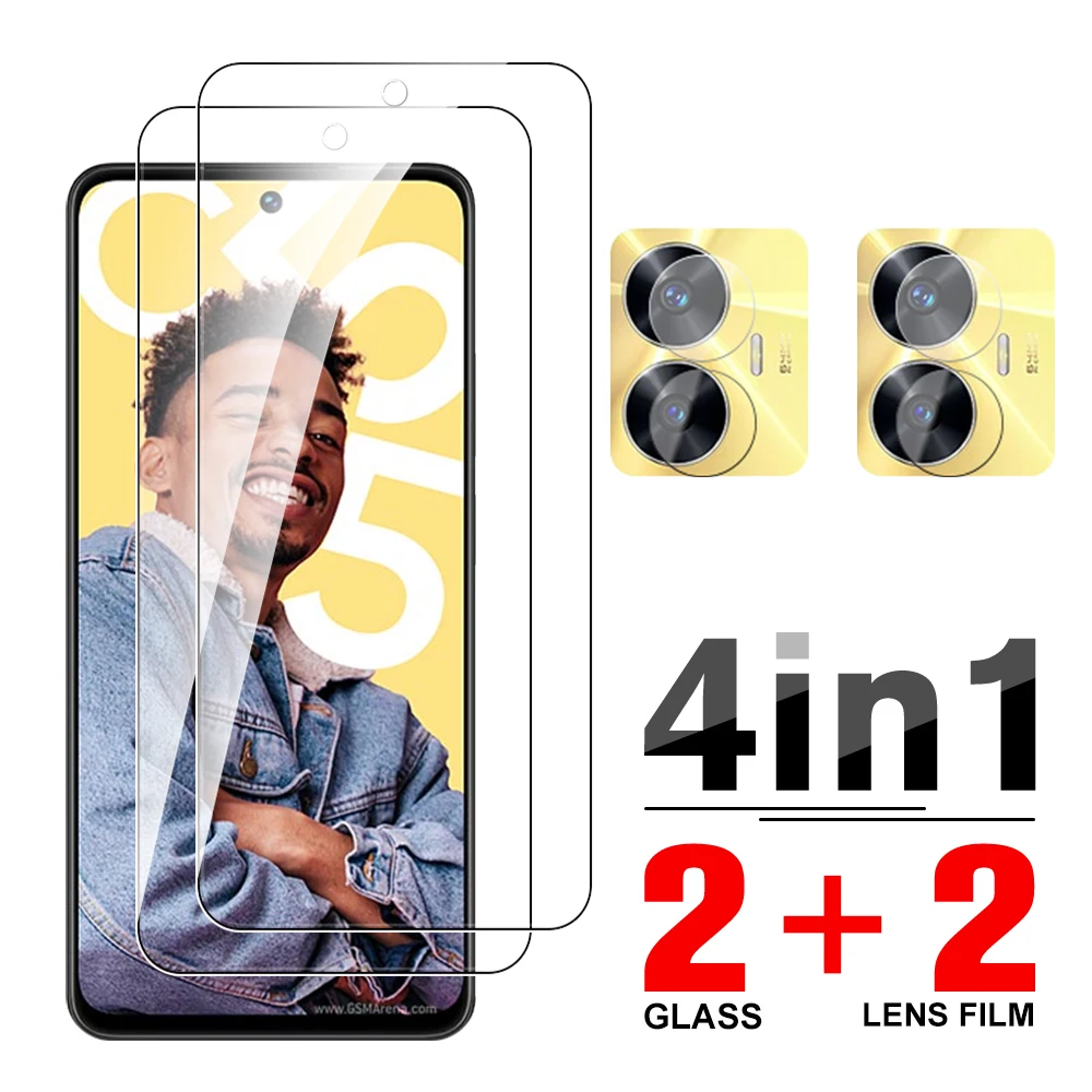 4in1 Tempered Glass Case For Realme C55 6.72'' Screen Protector Realm RealmI C55 c 55 55c realmec55 Camera Lens Protective Film