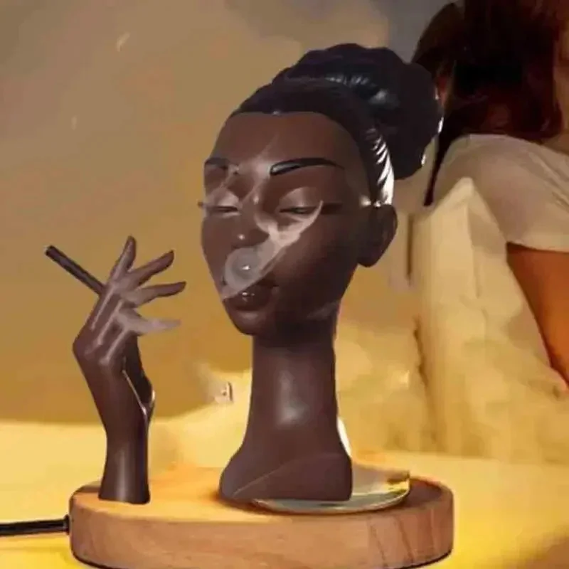 

2024 New Light Luxury Black Woman Portrait Incense Burner Decoration Creative Design Handmade Incense Burner Art Statue Ornament