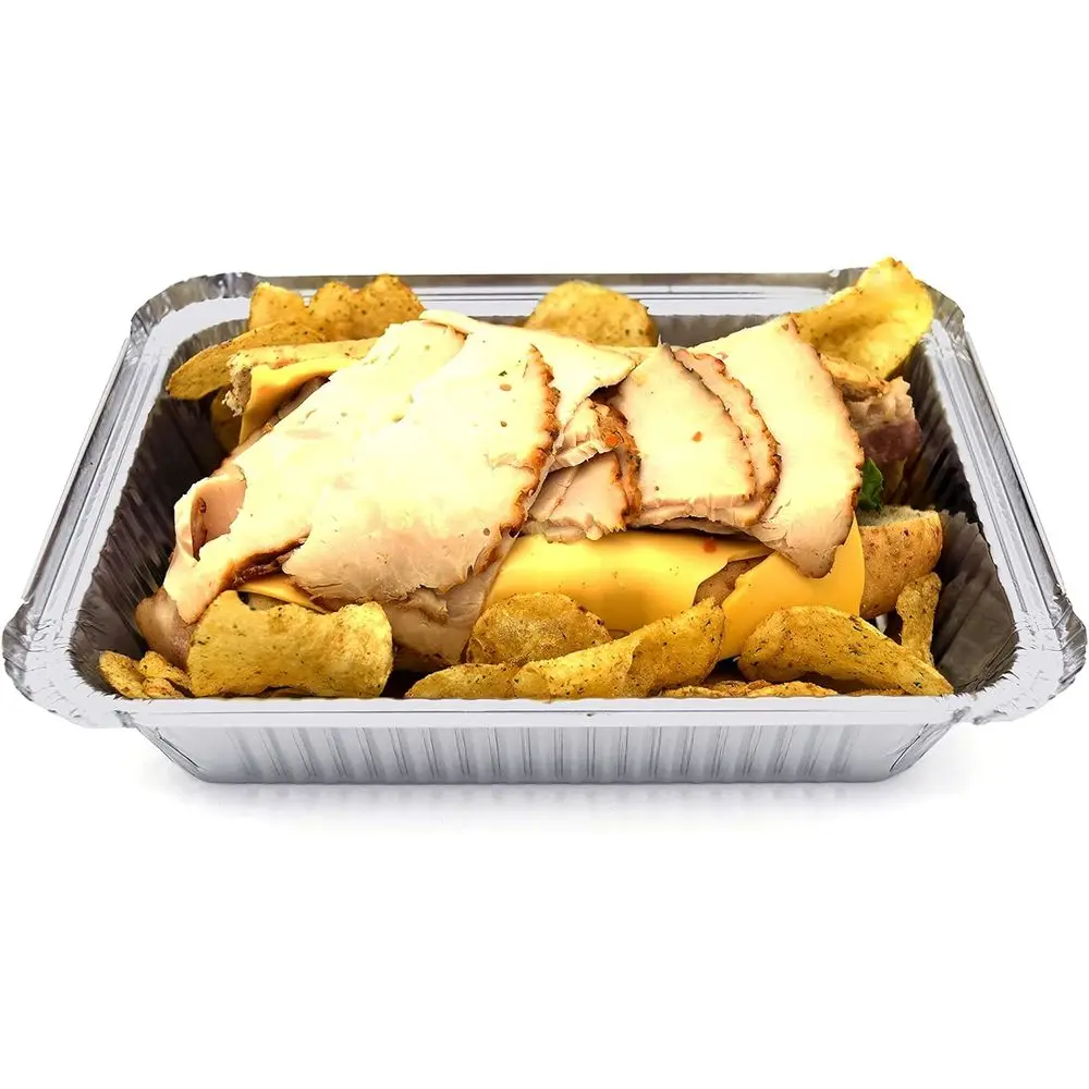 2.5-LB Takeout Pans with Lids - 8.6 x 6.1 x 2 Heavy Duty Disposable Aluminum Foil for Catering Party Meal Prep Freezer Drip Pans