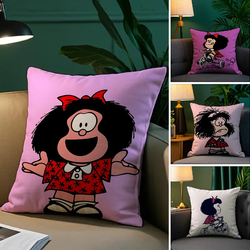 

Cartoon M_MafaldaS Pillow Case Plush Fabric Soft Double Sided Print Sofa Cushion Cover Throw Pillow Covers
