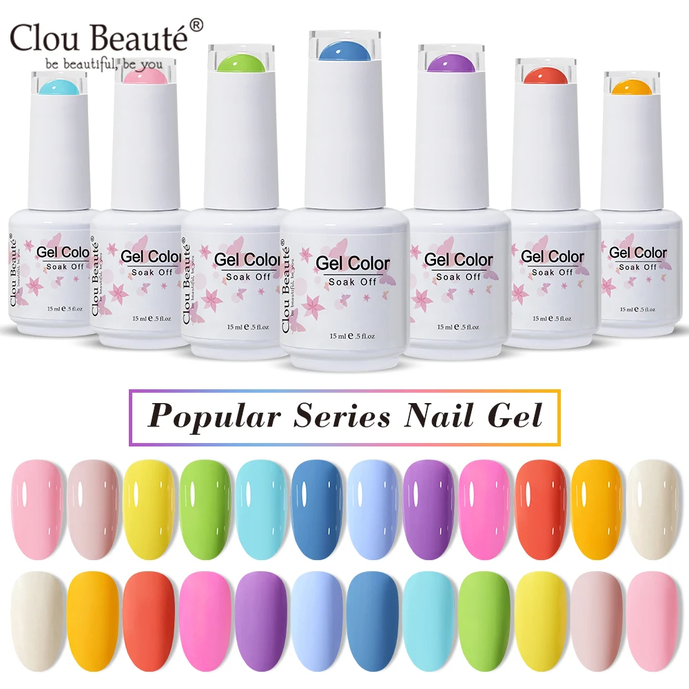 

Clou Beaute 15 мл гель-лак для ногтей, высококачественный пигмент для дизайна ногтей, весна-лето, яркий цветной гель-лак, УФ-гель-база, верхнее покрытие
