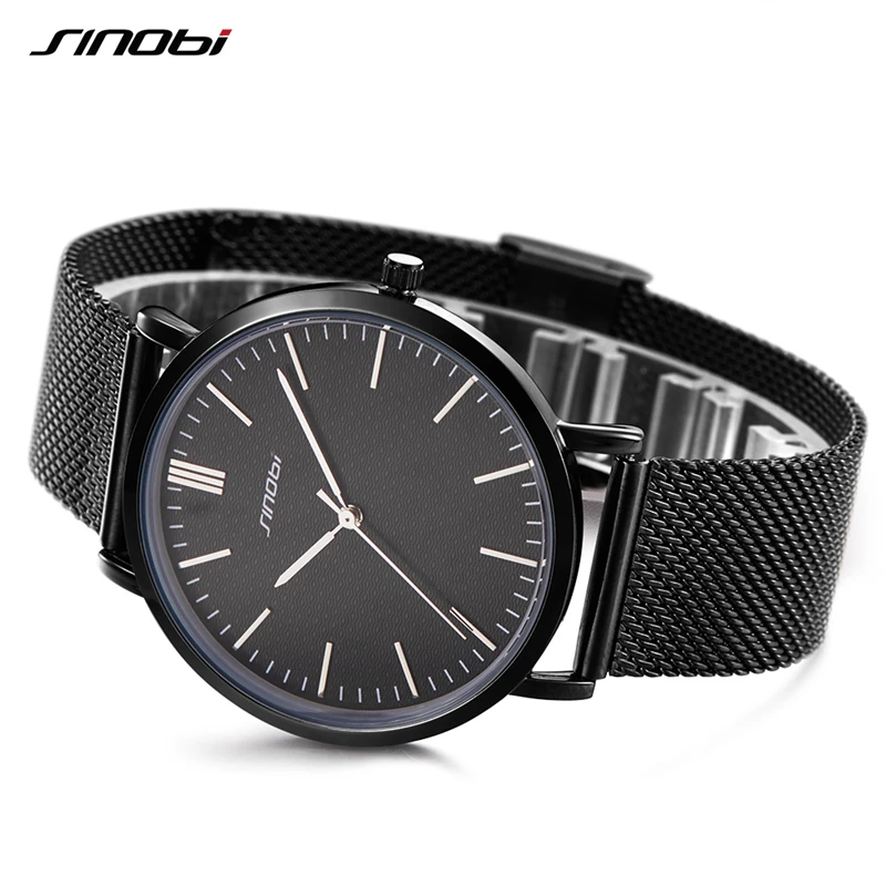 Sinobi Fashion Quartz Clock Business Men Watch Luxury Waterproof Steel Watches Brand Ultra Thin Wrist Watch Clock Reloj Hombre