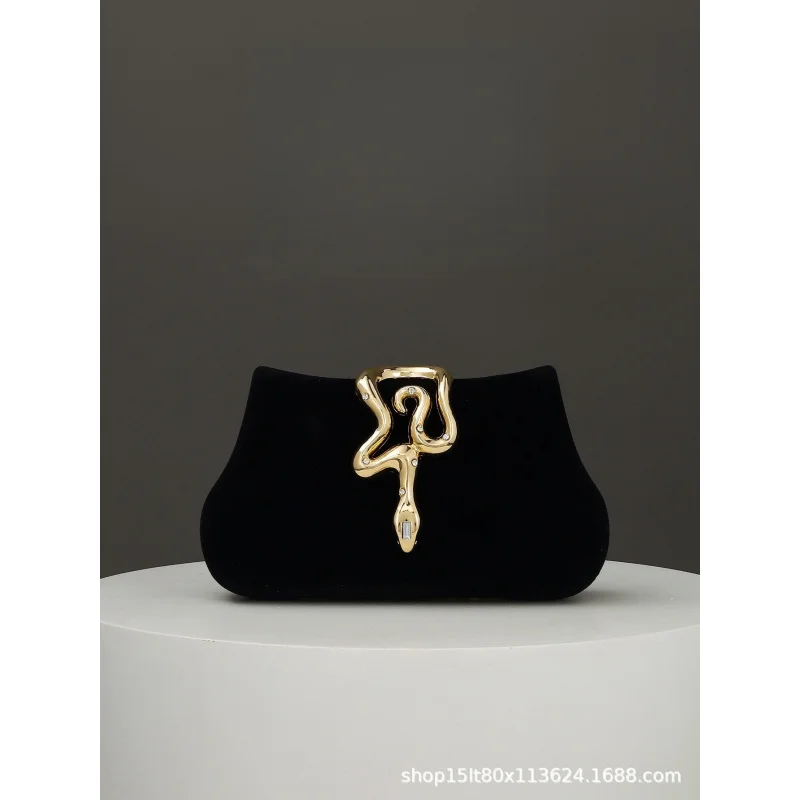 

New cross-border women's fashion snake-shaped clasp evening bag, chain crossbody bag, party clutch bag, evening bag