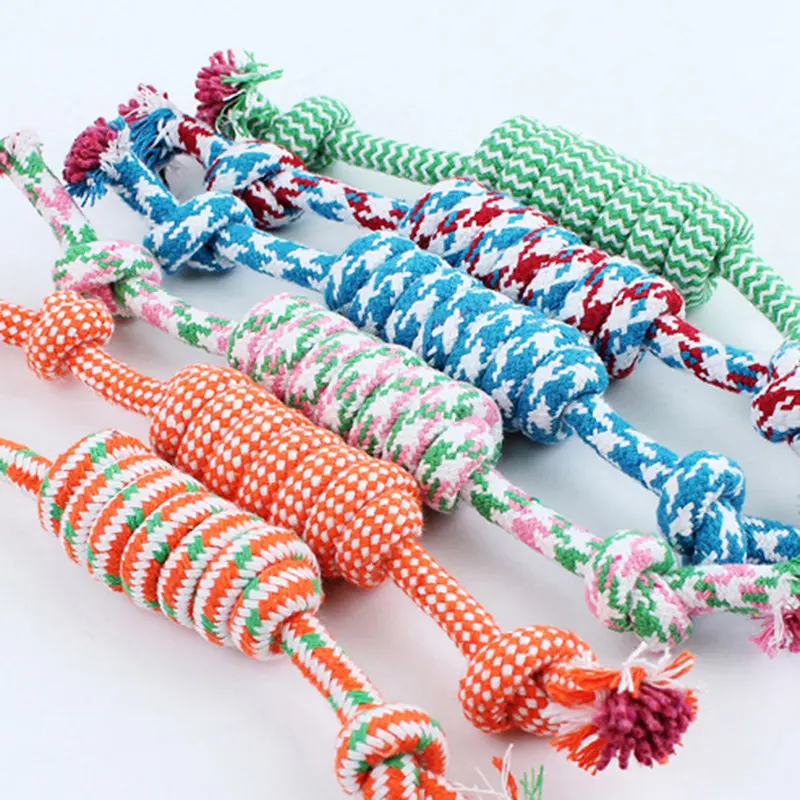 Dog Chewing Toys Puppy Colorful Cotton Knot Toy Juguetes Para Perro Durable Braided Bone Rope Funny Tool Игрушки Для Собак