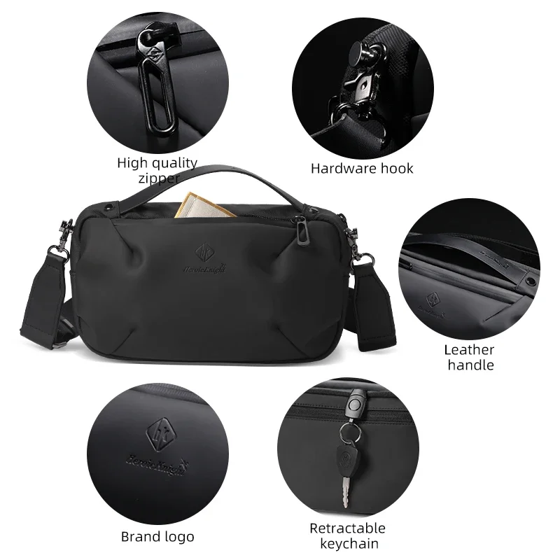 HcanKcan Crossbody Bag For Men\'s Waterproof Shoulder Strap Handbags Multifunction Men Messenger Chest Bag Luxury brand Cross Bag