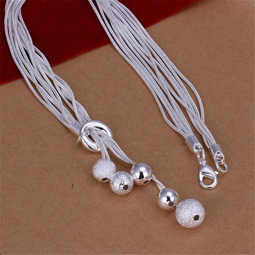 New List Hot Sell 925 Sterling Silver Matte Light Beads Necklace Fashion Trends Jewelry Gifts Hot Women Wedding Gift Nice