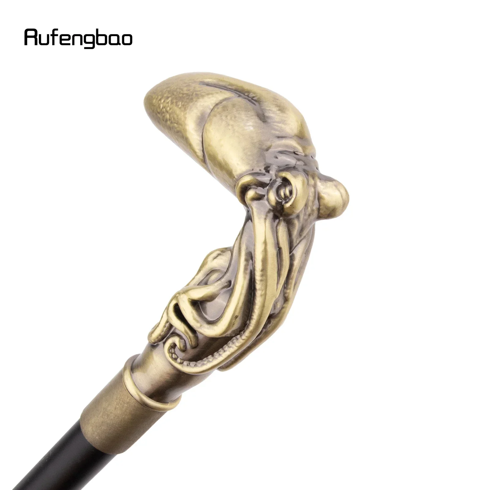 Yellow Squid Fish Biting Walking Cane Fashion Decorative Stick Gentleman Cosplay Cane Knob Crosier 93cm  Performance Stage Cane