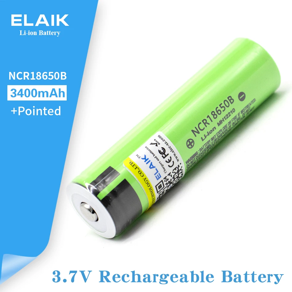 

Original NCR18650B 3.7v 3400mAh 18650 Lithium Rechargeable Battery with Pointed(No PCB) batteries