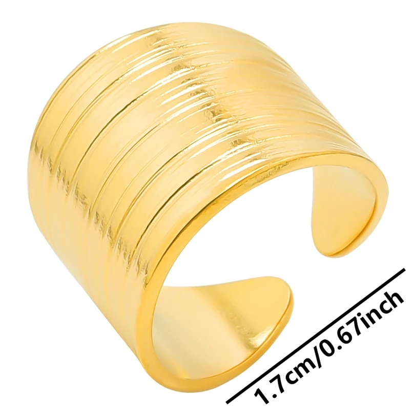 Chunky Unevenness Wide Ring Open Stainless Steel Rings For Women Men Accessories Indian Jewelry Vintage Finger Bague Femme Gift