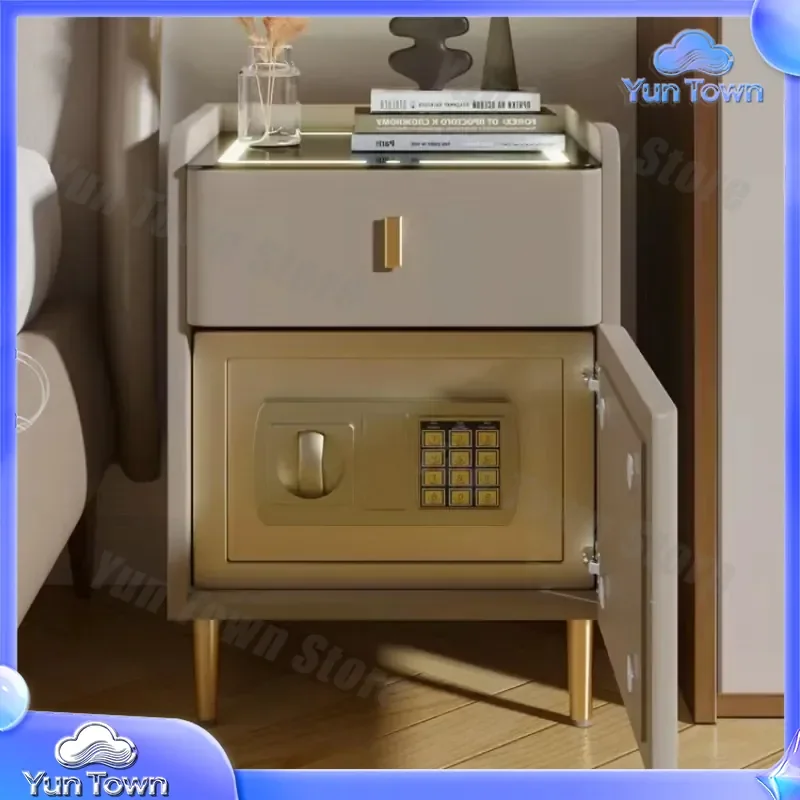 Ultra-narrow Small Smart Bedside Table for Modern Bedroom with Wireless Charging USB Port Safe Multi-function Nightstand for
