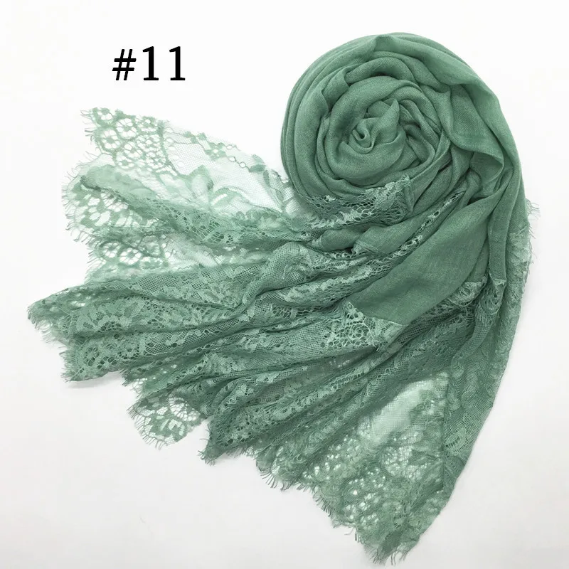 Cross-Border AliExpress New Women\'s Solid Color Scarf Two Big Lace Closed Toe Scarf 30 Colors