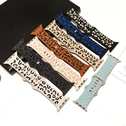 Two tone leopard print strap for Apple Watch S10 strap 42mm 46mm 45mm 44 41 40 38mm sports silicone strap for IWatch series 987