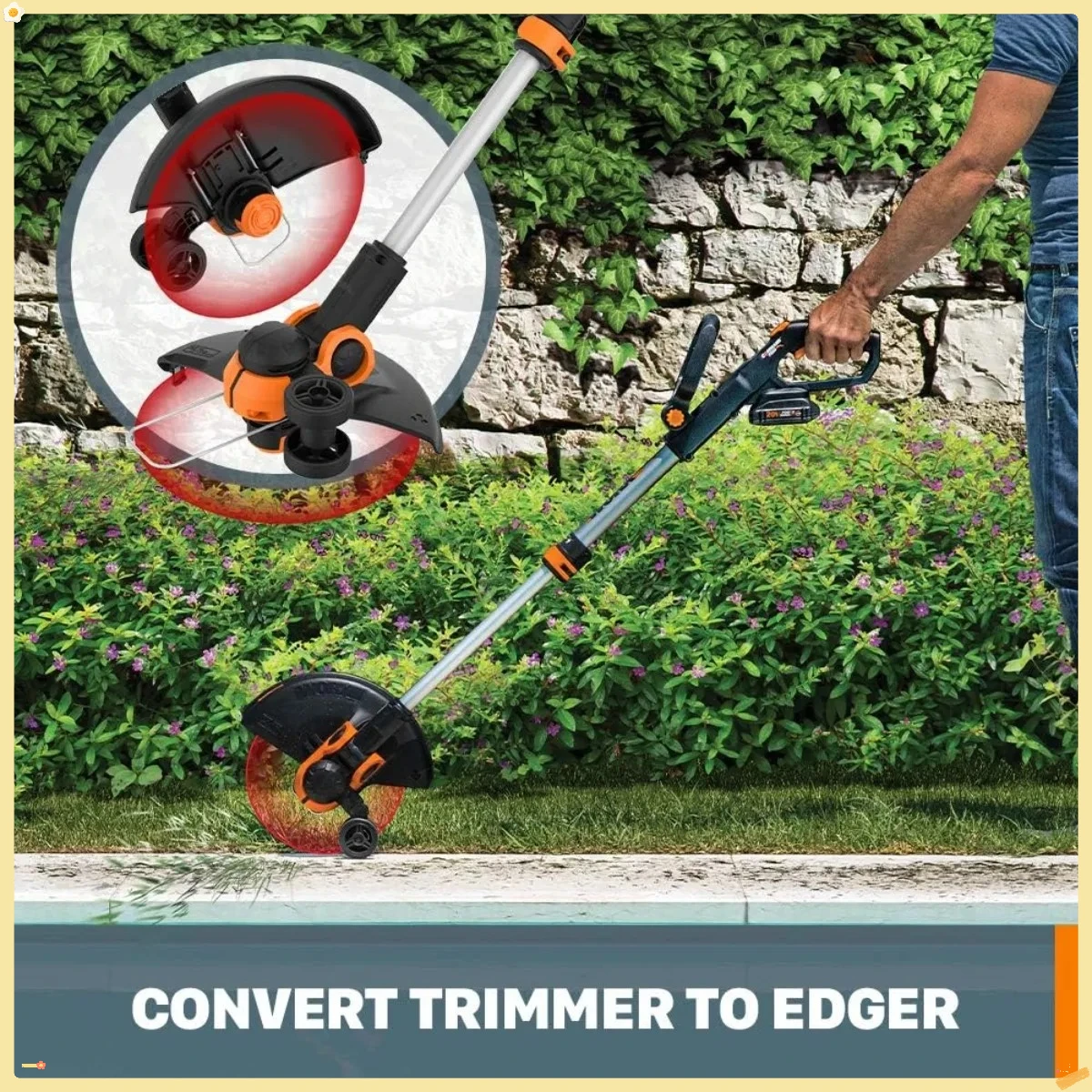 Paquete de barredora de césped con empuje de hojas y césped de 21 pulgadas de ancho, bordeadora y cortadora de malas hierbas, 2 baterías y cargador