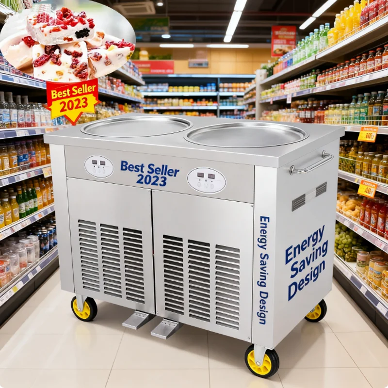 

Fast Freezing Single Double Pan Rolling Fried Ice Cream Machine With Buckets/electro Freeze Ice Cream Machine