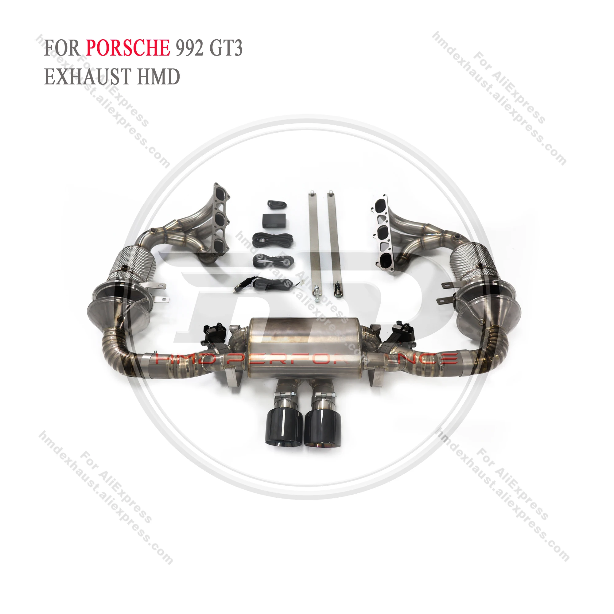 HMD Titanium Exhaust System Performance Catback And Headers for Porsche 911 992 GT3 Muffler With Valve Catless Downpipe