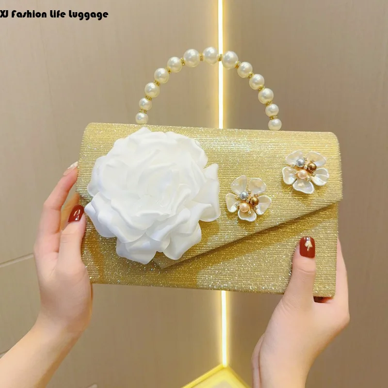 

New Young and Fashionable Versatile Dress Evening Handbag Flower Shining OneShoulder Crossbody Bag Women's Bag sac de luxe femme