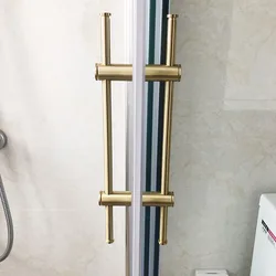 Brass Door Handle Shower Room Glass Door Pulls Gold Bathroom Bar Handles Door Hardware