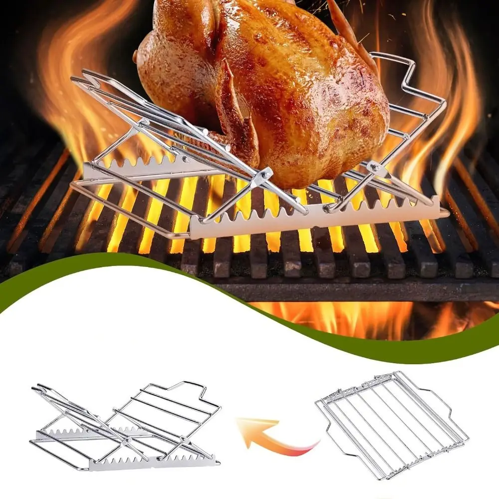 Premium Non-Stick Broiling Rack Stainless Steel Easy Clean Turkey Chicken Rack Versatile Adjustable Roasting Rack Meat