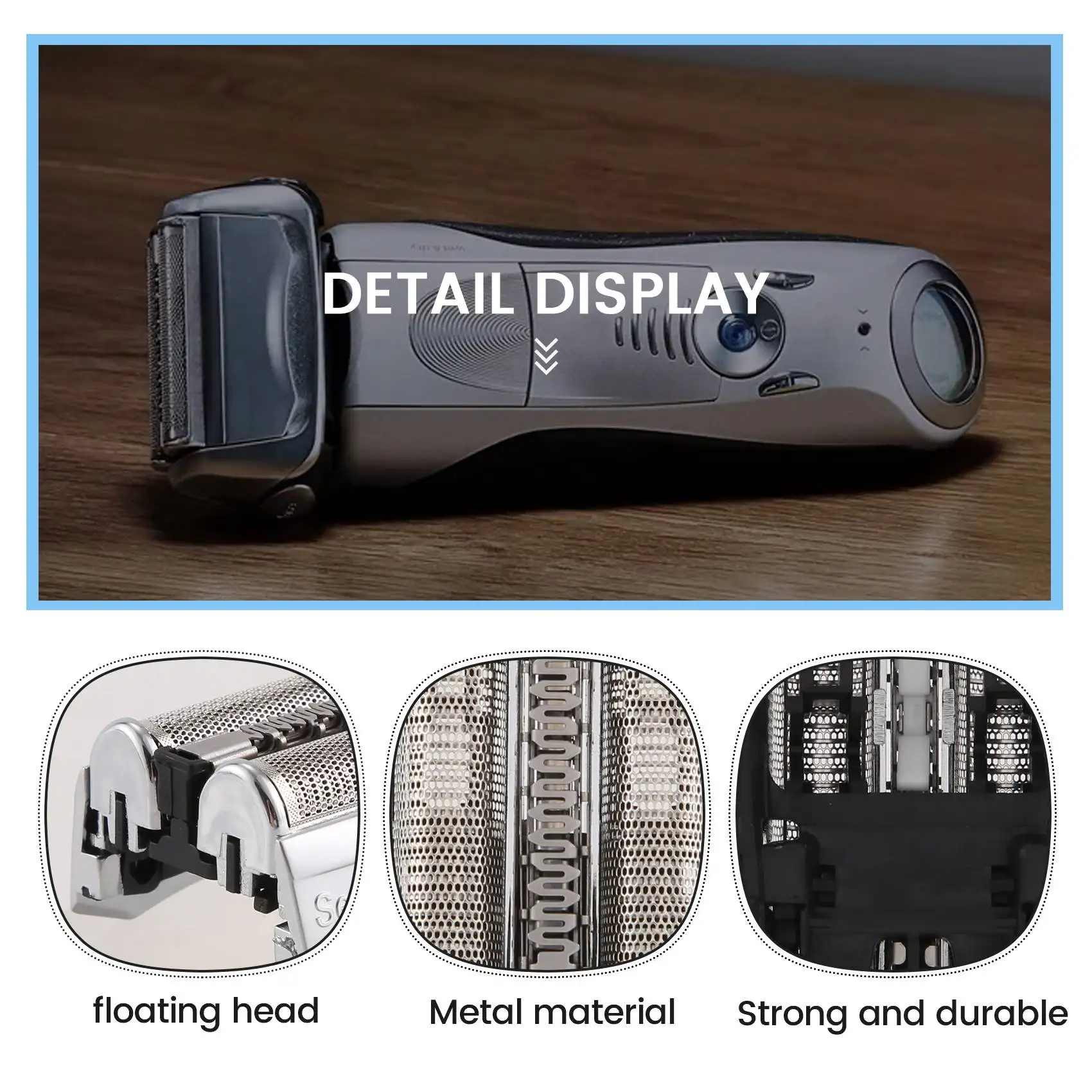 B58B-70S Foil & Cutter Shaver Replacement Part For Braun Series 7 70S Shaver Foil Cartridge Cassette Head