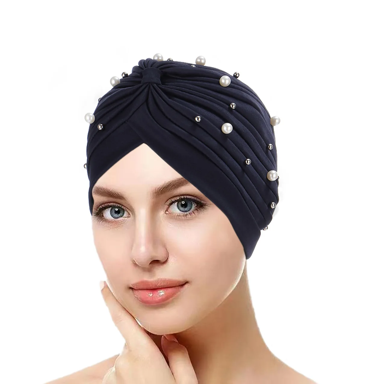 Muslim Women Under Scarf Stretch Jersey Inner Hijabs Caps Round Front Islamic Female Turban Bonnet