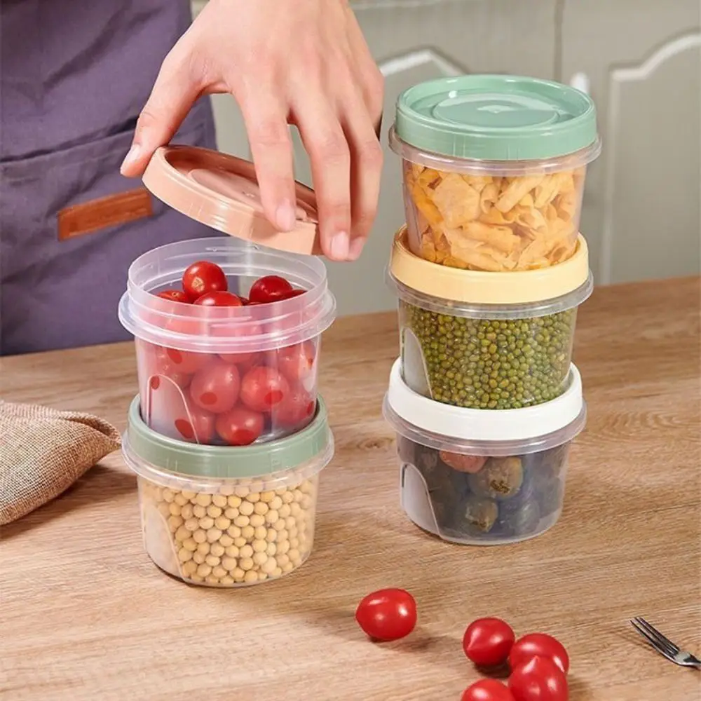 500ml Round Food Fresh Keeping Box with Lids Plastic Grains Storage Jar High Temperature Resistant Microwaveable