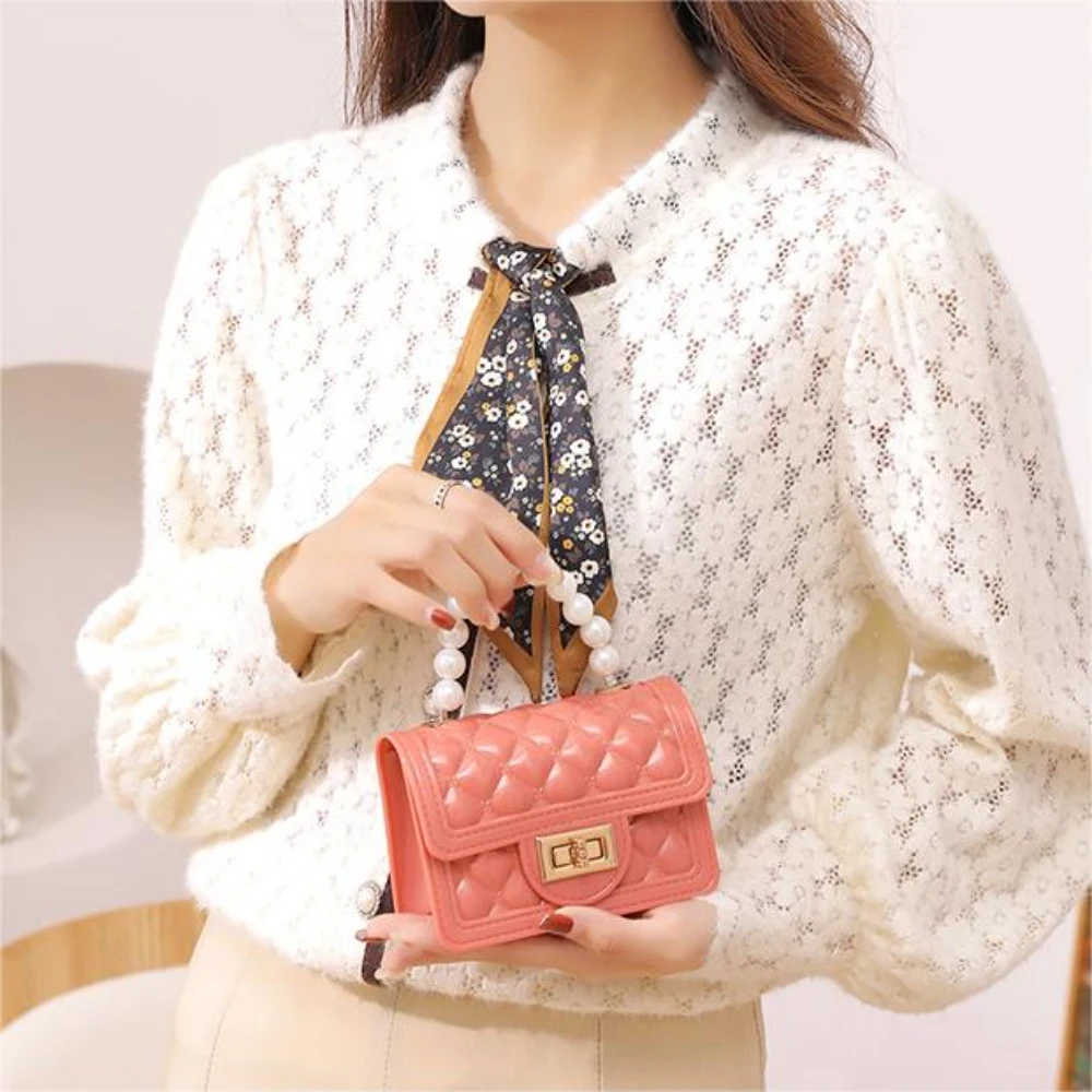 Spring and Autumn Lingerie Chain Candy Color Pearl Shoulder Crossbody Bag Sehe Fashion