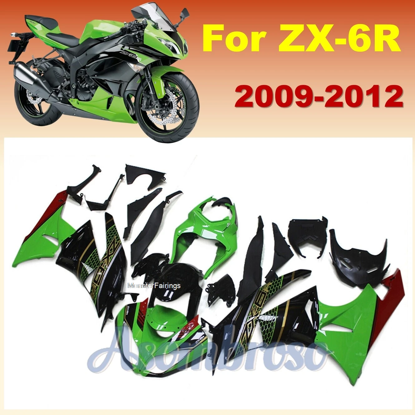 

Комплект обтекателей кузова из АБС-пластика для Kawasaki Ninja 636 ZX6R ZX-6R 2009 2010 2011 2012 ZX 6R 09-12, обтекатели мотоцикла YT