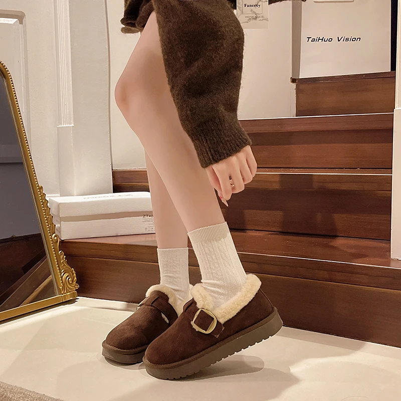 أحذية بدون كعب معزولة للشتاء والخريف للنساء، أحذية قطنية مضادة للانزلاق ودافئة، أحذية بدون كعب مسطحة القاع، أحذية كاجوال #4