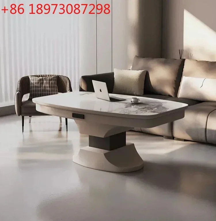 

Light luxury automatic lifting coffee table dining table dual-purpose living room with induction cooker