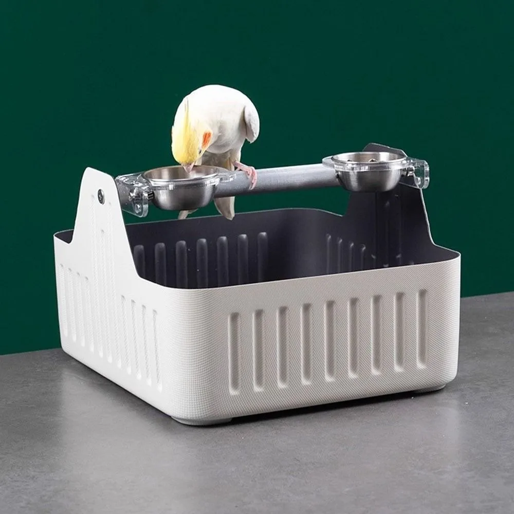 Easy Clean Parrot Fixed-Point Defecation Station with Tray with Ruling Paper Parrot Potty Training Perch Aluminum Alloy Durable