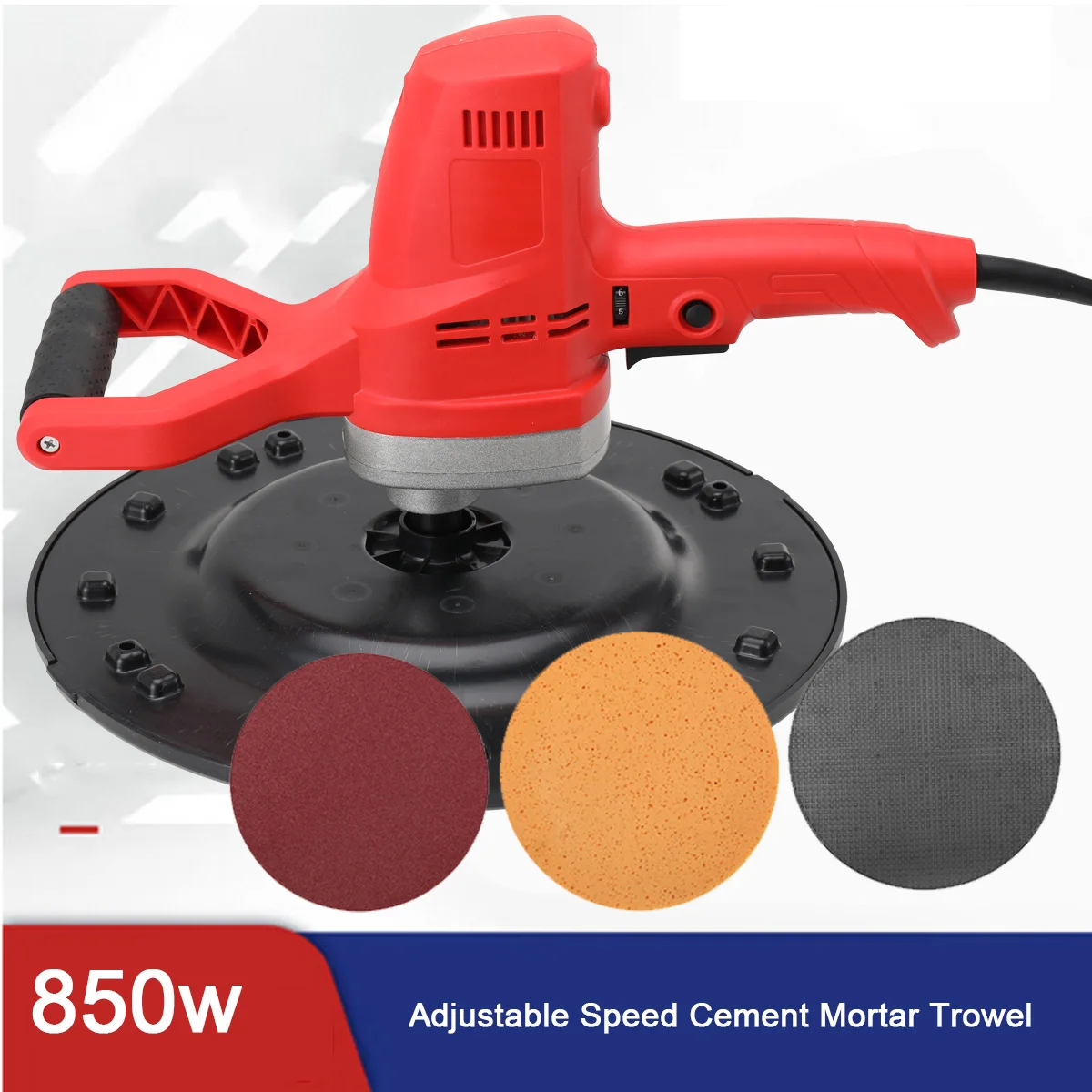 

850W AC110V Electric Concrete Cement Mortar Trowel Ø380mm Adjustable Speed Wall Plaster Smoothing Machine 80-200rpm