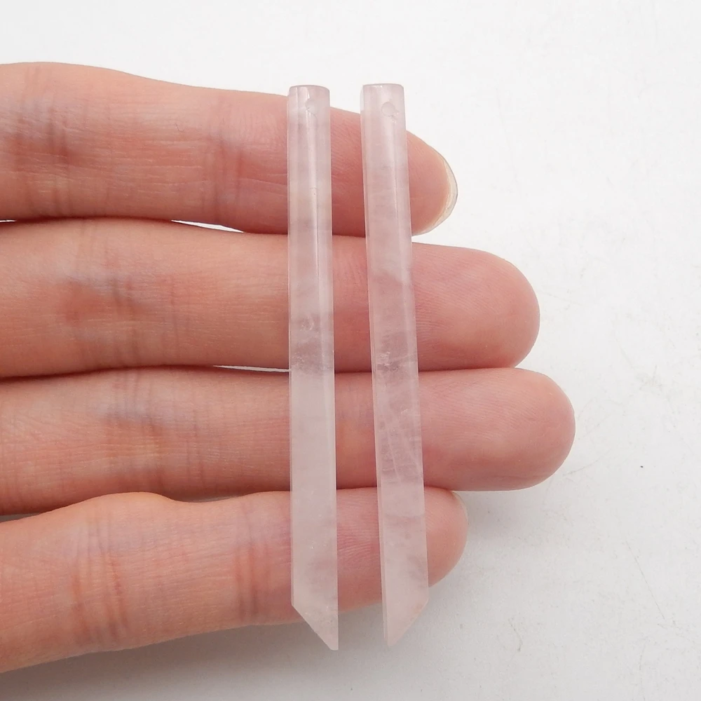 Natural Rose Quartz Long-shape Earring Beads For Womens,Gift DIY Semiprecious Stone Jewelry Accessories